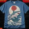 Shark Wave T-Shirt | Meerestiere 90er Vintage Style T-Shirt, Meeresbewohner Retro Y2k Ozean, Meeresleben, Wal, Orca, Schildkröte, Delfin Shirt