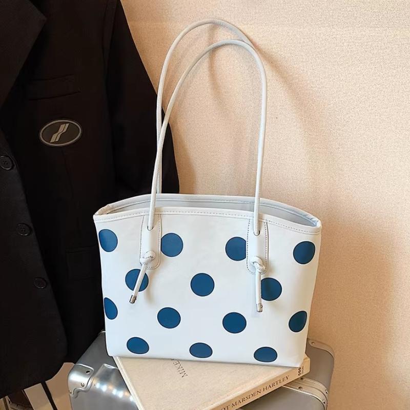 Cute Polka Dot Tote Bag For Women Large Capacity Shoulder Bag Sweet Aesthetic Handbag College Students Daily Commute Shopper Bag