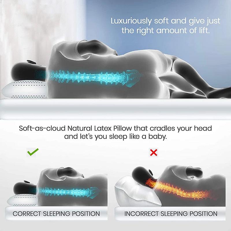100% Natural Latex Sleeping Bed Pillow Luxury Pillow for Side Back and Stomach Sleepers Orthopedic Pillows Cervical Health Care