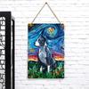 Van Gogh Starry Night Style American Bulldog Metal Tin Sign Home Decor Living Room Bedroom Wall Art Painting