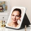 Cosmetic Mirror with Lamp, Portable Cosmetic Mirror with Lamp,3-color Lighting, Dimmable Touch Screen,rechargeable Desktop LED Folding Cosmetic Mirror