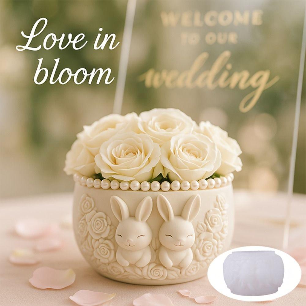 Häschenpaar Aromatherapie Kerzenform Silikon Gipsform Neuer Pflanztopf Form Wohndekor