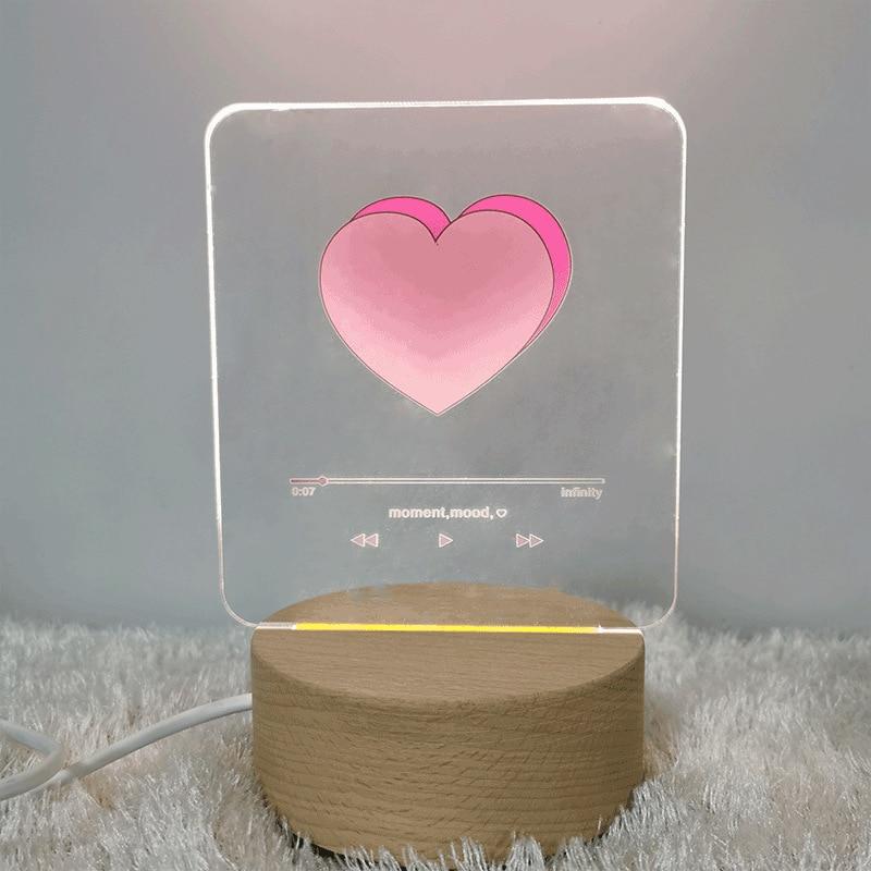 3D Isolator Heart Night Lamp Romantic Creative Bedroom USB Table Valentine'