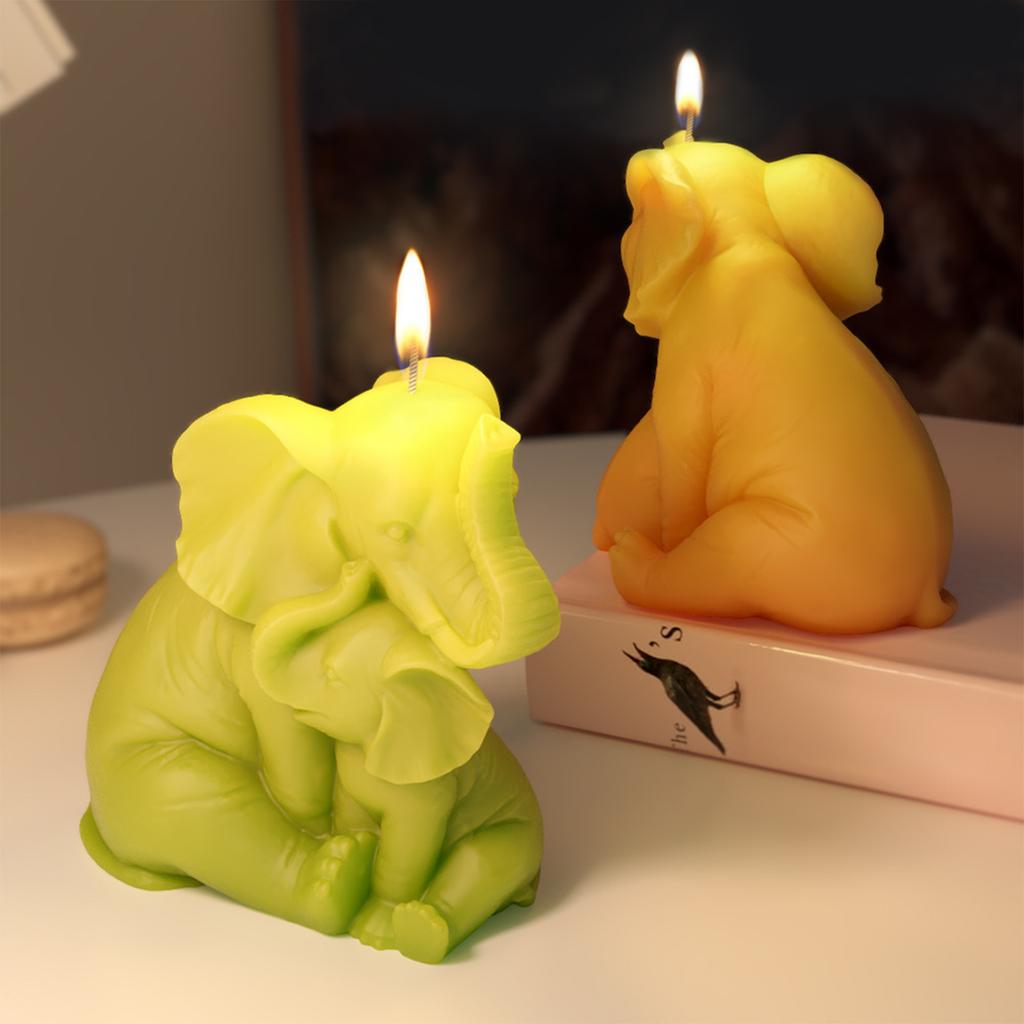 Elephant Mother and Baby Statue Silicone Candle Molds for Handmade Candle Soap Making Molds Epoxy Resin Silicone Molds