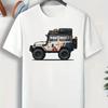 Camiseta Masculina Estilosa com Estampa de Carro - Confortável para o Verão, Gola Redonda, Perfeita para Passeios Casuais e Férias no Resort