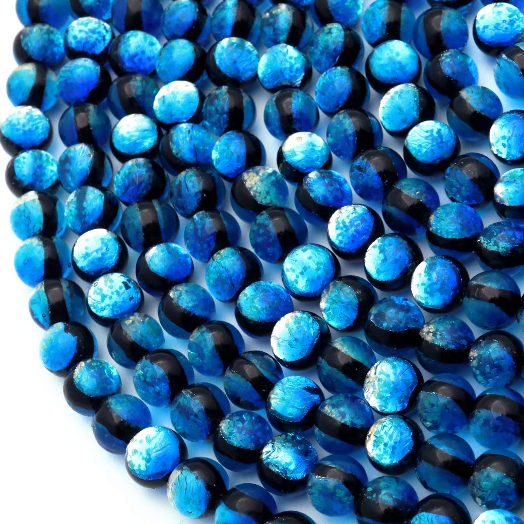 

[GOLD STONE] Yonaguni Blue Firefly Glass Glowing Beads, String of 50, Yonaguni Island, Okinawa, 8mm