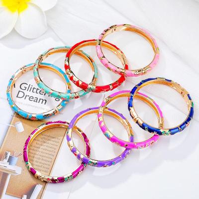 Eski Pekin Mine İşleme Şakayık Bilezik - Zarif Yetişkin ve Çocuk Takı Hediyesi