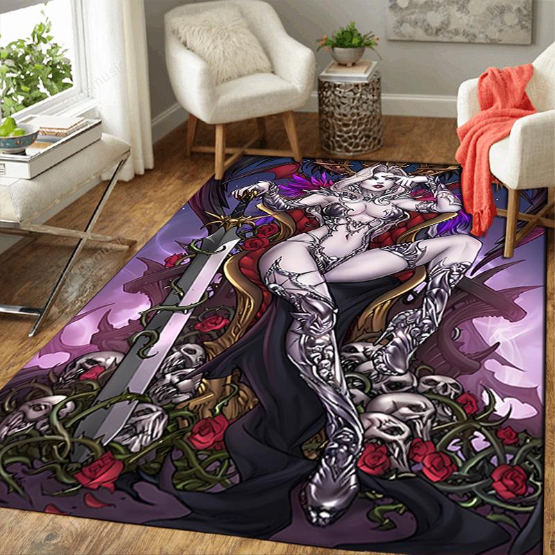Gothic Skull & Bat Rug Floor Mat for Living Room or Bedroom Soft and Comfortable Carpet a Gift for Birthday and Holiday.SFF0917306