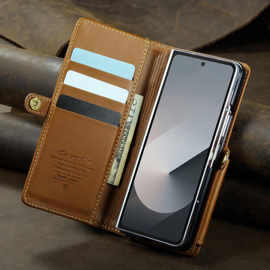 Pen Holder Slot RFID Blocking Wallet Cards Leather Phone Case for Samsung Galaxy Z Fold 6 5G Hand Strap Stand Bag Purse Cover