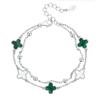 Four-leaf Clover Double-layer Bracelet Female Malachite Agate Light Luxury Ins Style Niche High-end Design Jewelry
