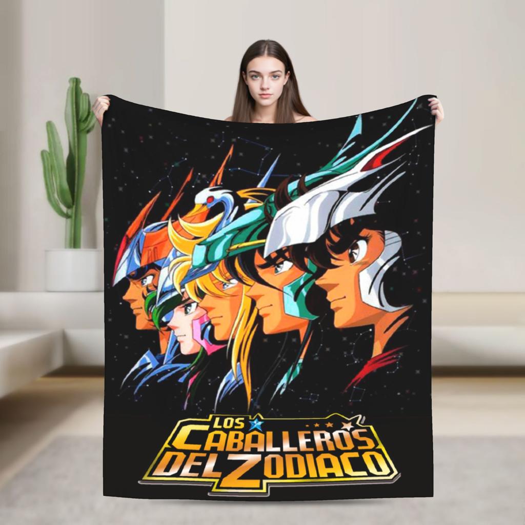 Saint Seiya Anime Blanket Knights of the Zodiac Flannel Novelty Breathable Throw Blanket for Coverlet Winter