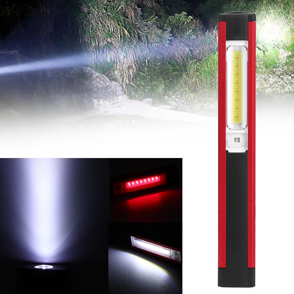 Outdoor Portable LED COB Magnetic Flashlight Emergency Work Lamp USB Charging White Red Light(white