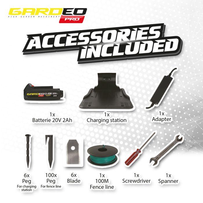 Robot Lawn Mower - GARDEO - GRO20V20WIFI-2A - 20V - 800m² - Programmable Wifi