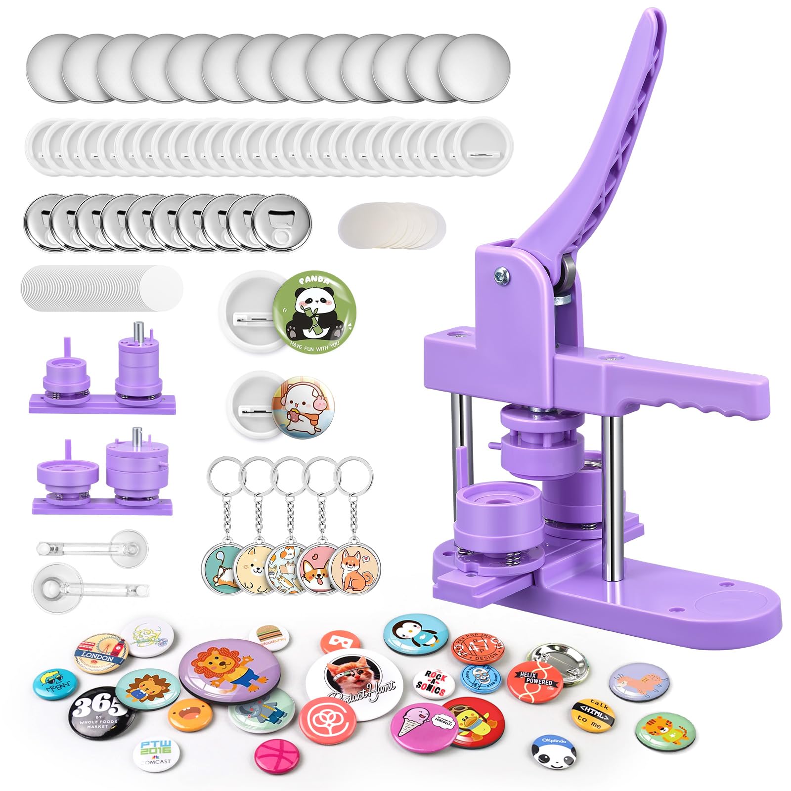 

Button Badge Machine with 32mm 58mm Molds 200 Button Badge 10 Bottle 10 Keychain Button Badge Making Original Handmade Badge Gift & (2 Sizes), Pieces,