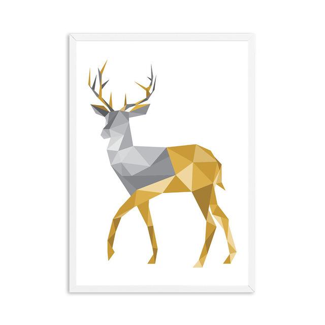 

Абстрактные серо-желтые геометрические лесные плакаты с скандинавскими оленями, печать на холсте, настенная художественная печать, фотографии для гостиной, украшения дома 21*30cm