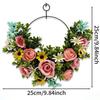 Spring Floral Pendant Wreath - Decorative Artificial Flowers for Home & Festive Doorway Wall Decor