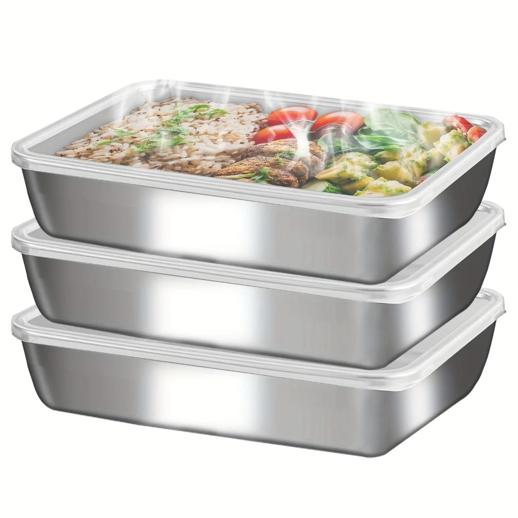 3pcs Stainless Steel Food Containers - Leakproof & Stackable with Clear Lids | For Camping, Home & Meal Prep2025new