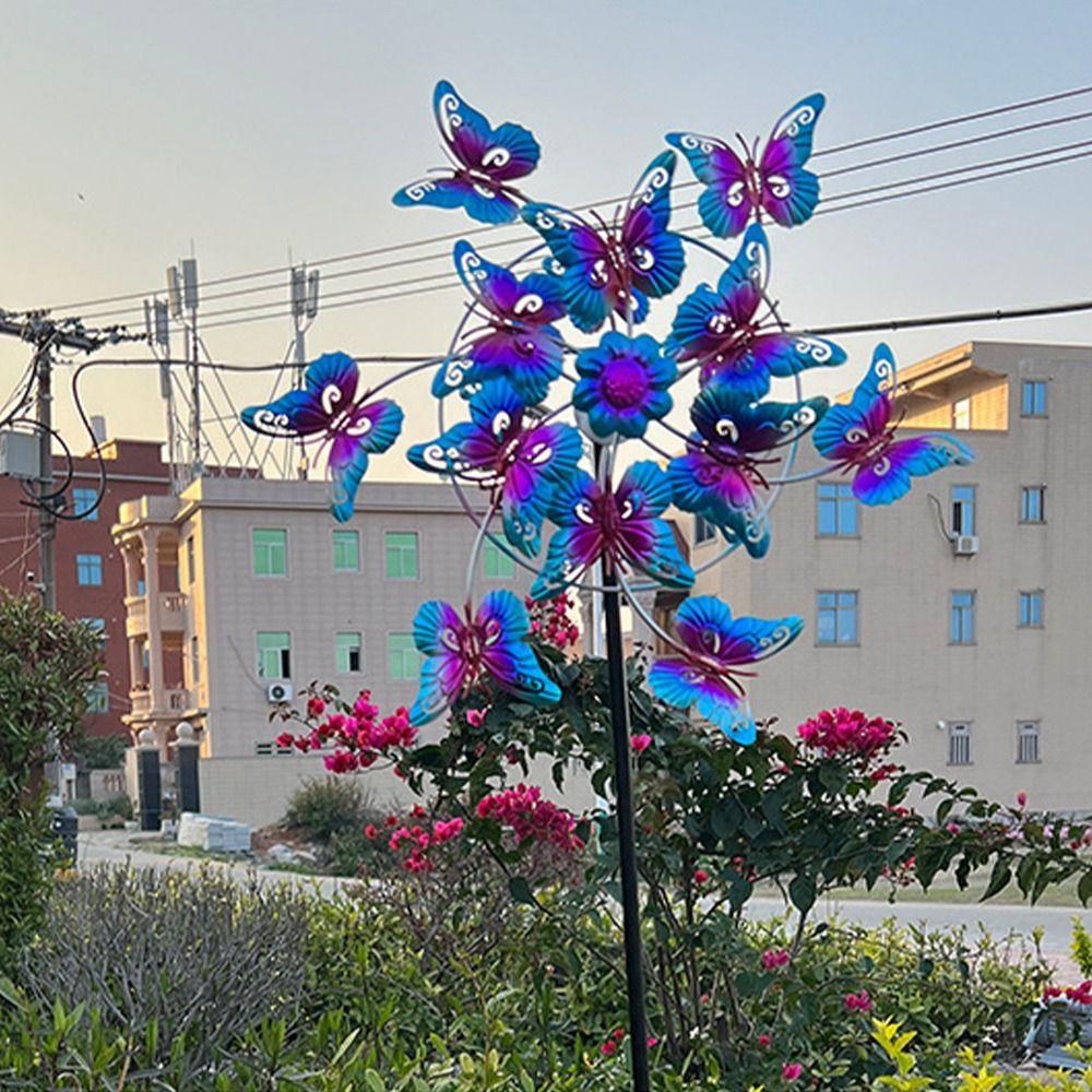 Removable Butterfly Wind Spinner Iron Art Wind Collectors Rotator Gardening Plug Pinwheel  Lawn