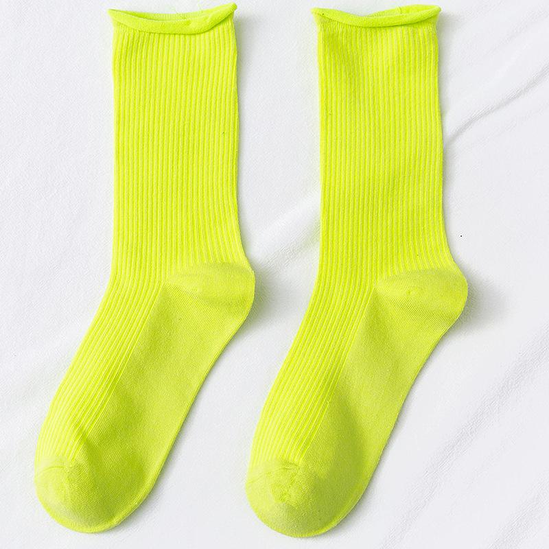 Colorful Women's Mid-Calf Candy Color Cotton Socks - Versatile for Spring and Autumn, Sporty and Over-the-Knee.