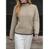 Women Half Turtleneck Color Block Long Sleeve Knitted Loose Pullover Sweater Casual Bottoming Top