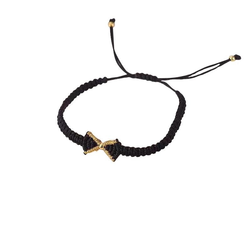 

Браслет-бант Женственный минималистичный темперамент Сплетенный вручную черный и красный шнурок на бегу Принцесса Ручная веревка