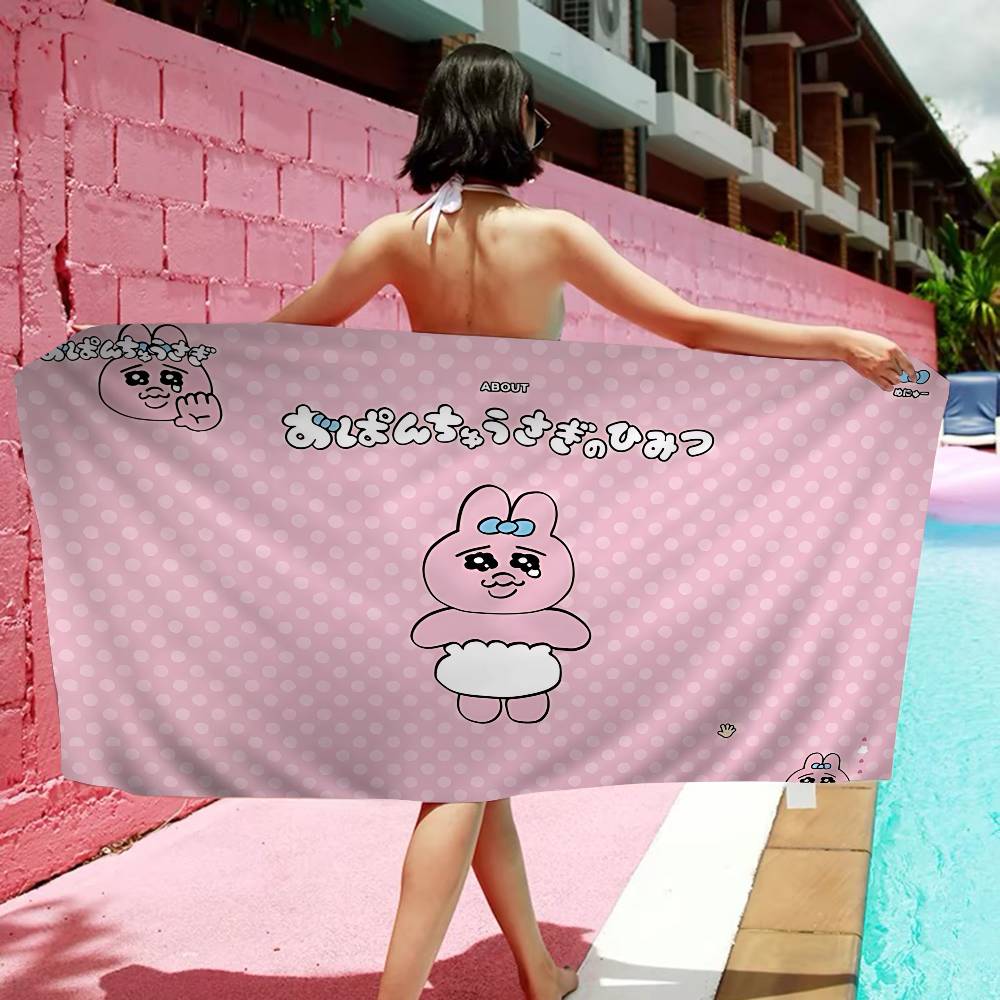 Cute cartoon pink O-Opanchu U-Usagi Microfiber Blanket Quick Drying Beach Towels Oversized Printing Super Absorbent Pool Towel