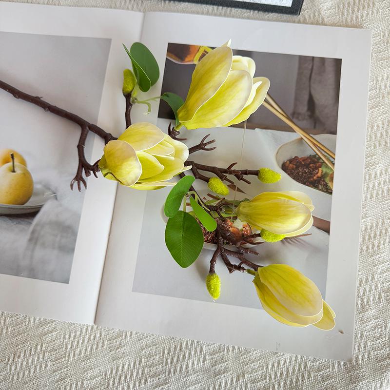 Chinese Style Magnolia Artificial Flower Decoration for Living Room and Dining Table