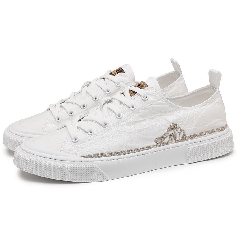 

Men s shoes 2025 spring new breathable canvas shoes men s trend versatile white shoes Internet celebrity board shoes men 44 белый