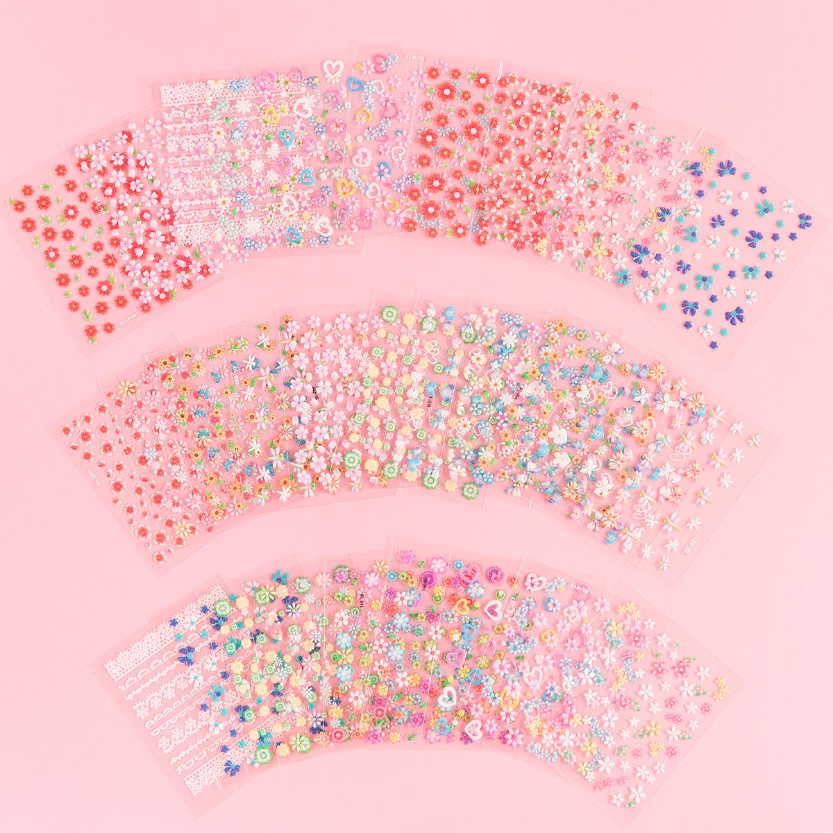 

30 шт./компл., 3D стикеры со смешанными цветами, наклейки для дизайна ногтей, подвески, дизайнерские наклейки, все для маникюра, милые наклейки для ногтей, украшения для детей