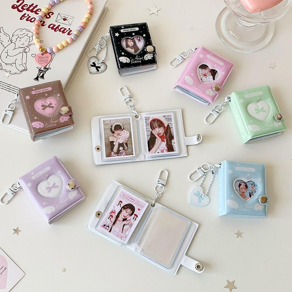 Durable 2-inch Card Storage Photocard Holder Wings Patterns With Keychain Kpop Idol Card Binder Photo Album