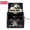 **Hot Antique carved Wooden Hand Crank Jurassic Park Music Box Action Toy Figure Anime Model Christmas Birthday Gift