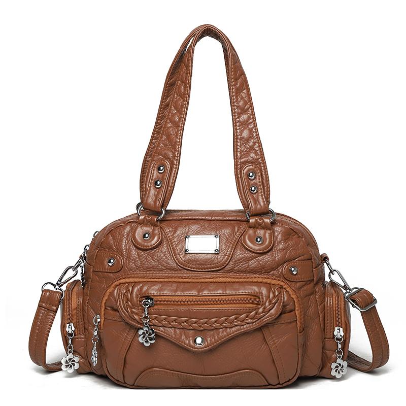 Stylish PU Leather Handbag for Women – Vintage Design with Braided Detail and Multiple Pockets, Perfect for Daily Use