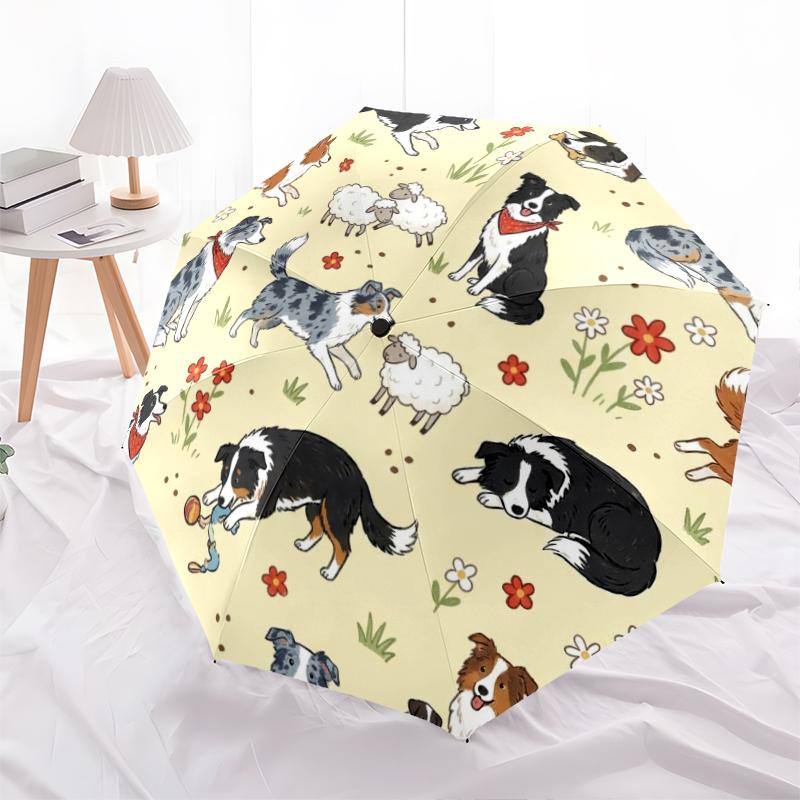 1 PC Automatic Folding Umbrella - Cute Dog Pattern, Portable & Foldable Design with 8 Ribs, Christmas Birthday Gifts