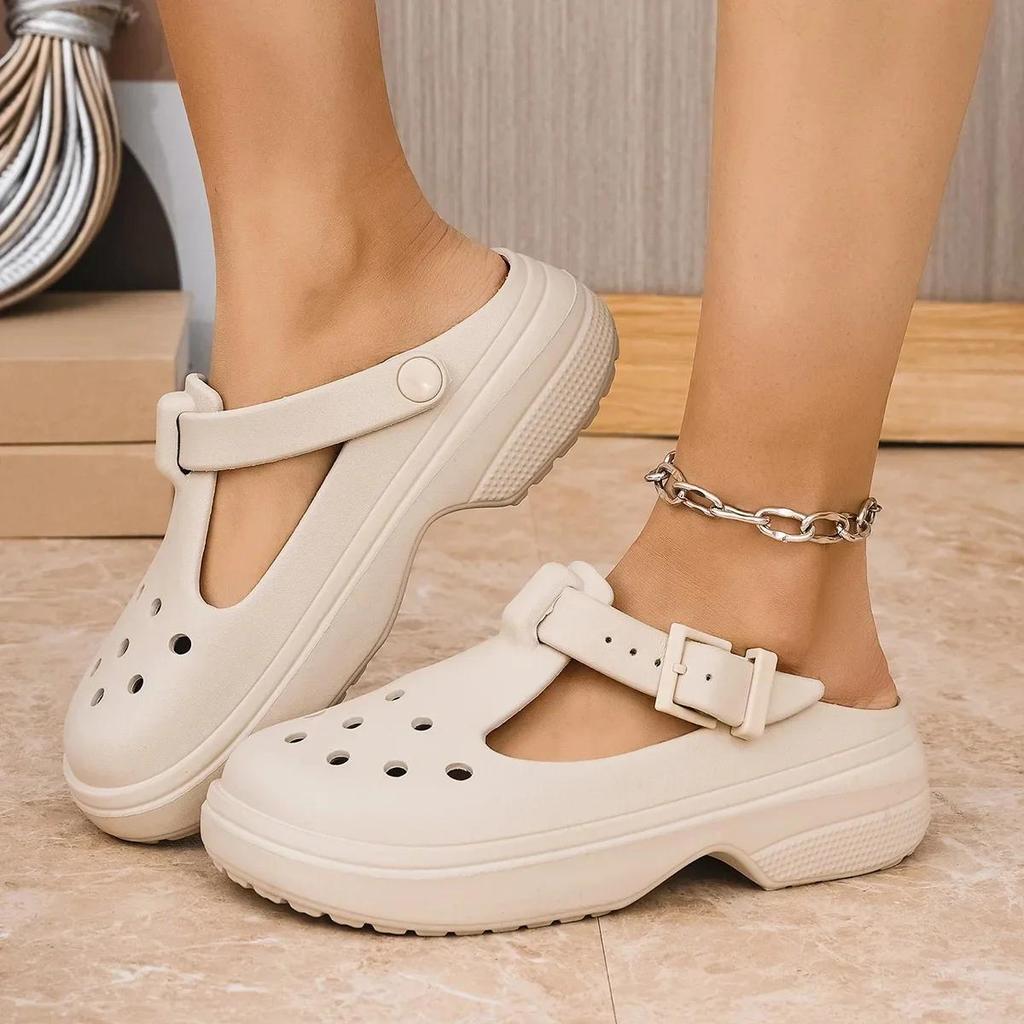 2025 Nouvelles Chaussures Sabots Mary Jane Chaussures Décontractées pour Femmes Sandales de Plage d'Intérieur Extérieur à Bout Ouvert Enfiler EVA Confortables Pantoufles pour Dames