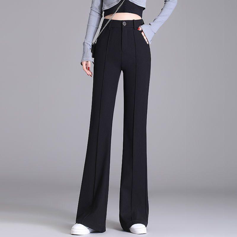 2026 Women s High-Waisted Black Micro-Flare Slimming Trousers L (Waist 70cm, Weight 50-55kg)