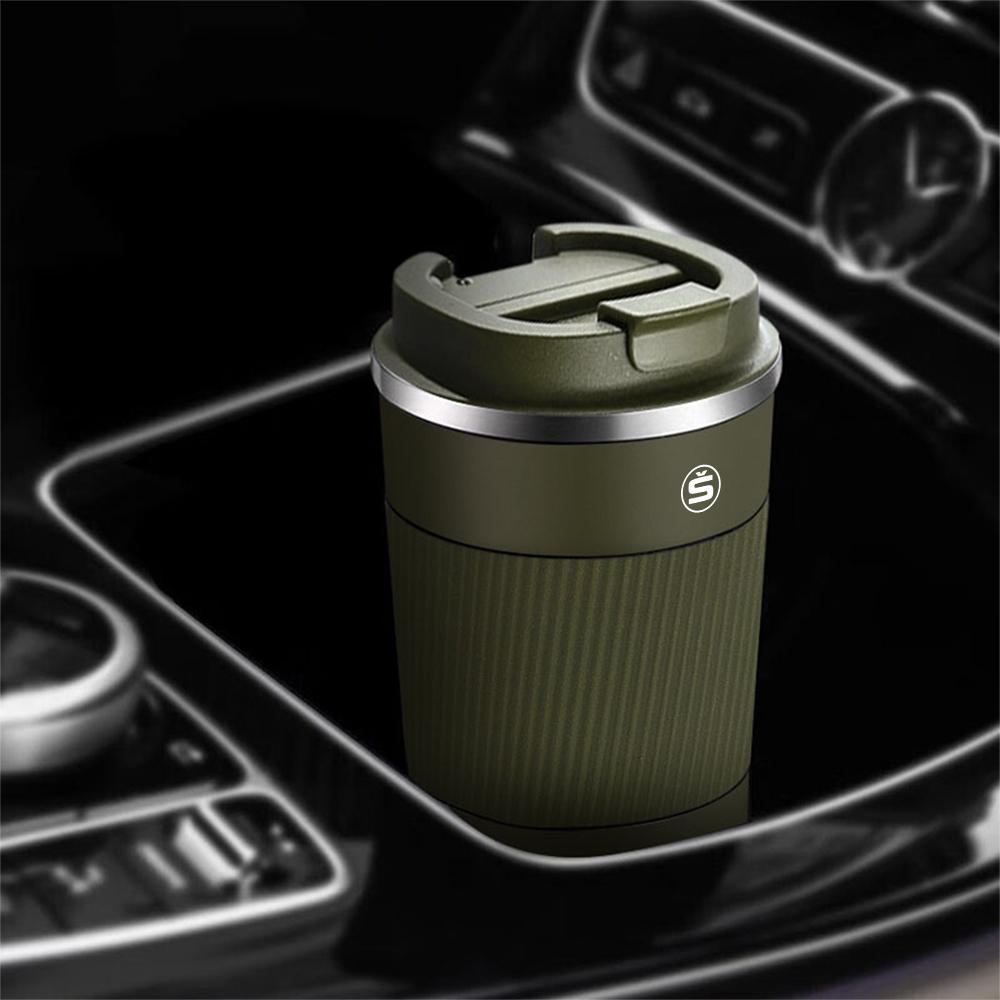 Car Thermos Cup Coffee Mug Stainless Steel Coffee Thermos Mug Badge For Skoda S VII Yeti Kamiq Kodiaq Karoq Octavia Fabia Rapid