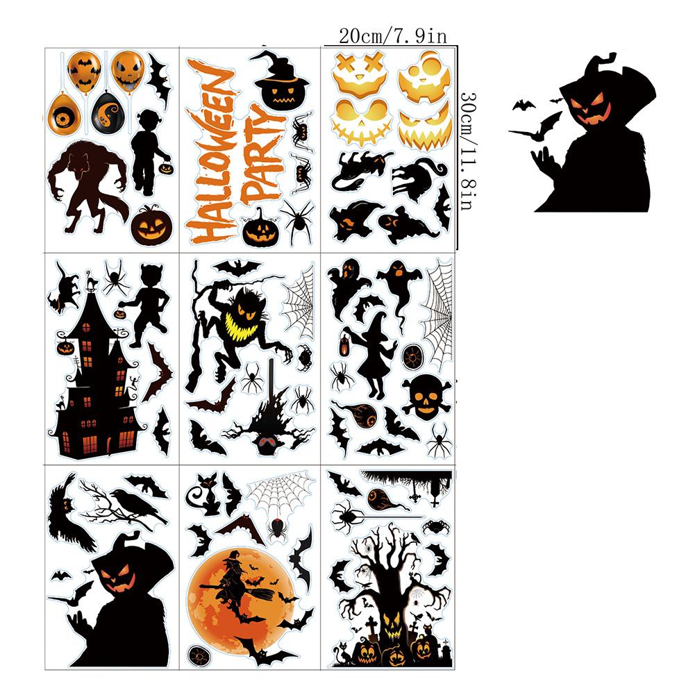 9 Sheets 72pcs Halloween Window Stickers Decals Halloween Decorations For Home Indoor Window Glass Door Wall Decor