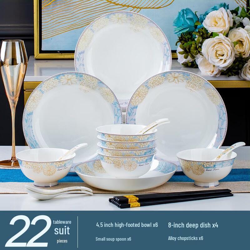 Zebian Jingdezhen 22-Piece Ceramic Dinnerware Set