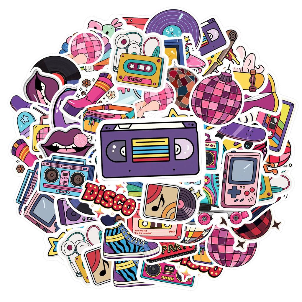 35pcs-50pcs Playful 80s Fashion Stickers Retro Retro Disco Teacher Reward Stickers DIY Stickers For Laptop Motorcycle Luggage