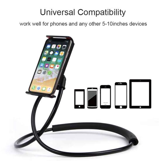 Universal 360 Degree Neckband Phone Holder Rotation Flexible Stand Strap Bracket