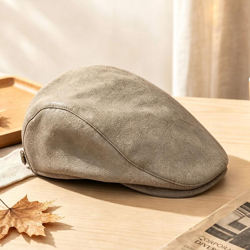 Retro Short Brim Forward Hat Literary and Versatile Beret Autumn and Winter Simple Newsboy Hat Fashionable Commuter Hat Woman