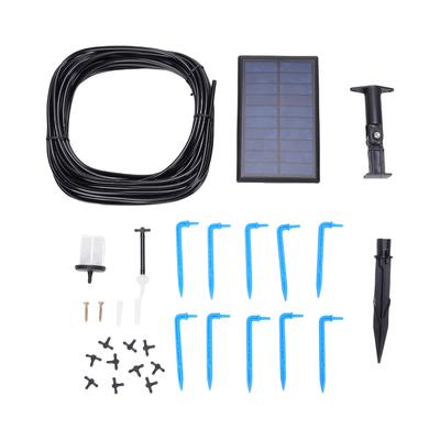 Solar Drip Irrigation Kit for 10 Potted Plants with 6 Timer Modes 400ml Min Flowrate 33ft Hose Automatic Plant Watering