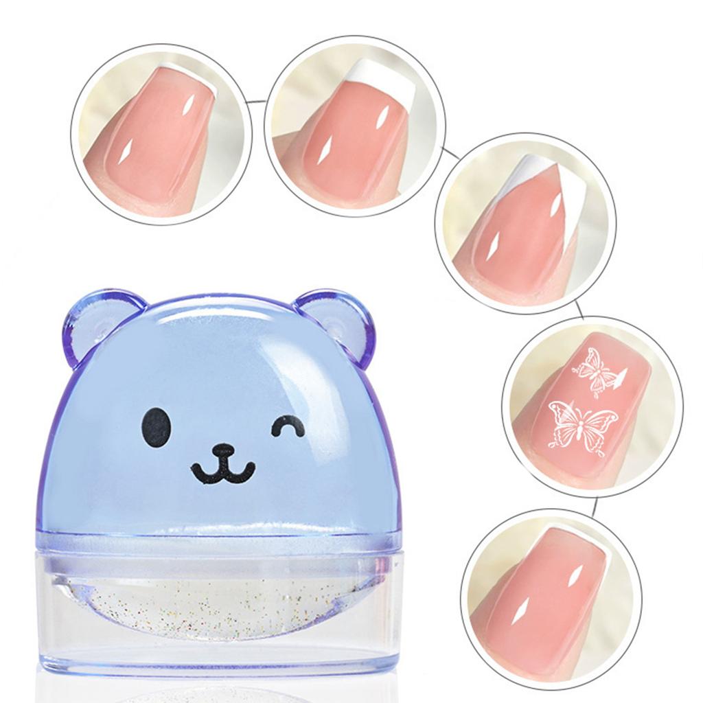 Silicone Nail Stamper Set French Tip Nail Stamp Cute Bear Jelly Stamper with Scraper Nails Art Template Tool for Woman