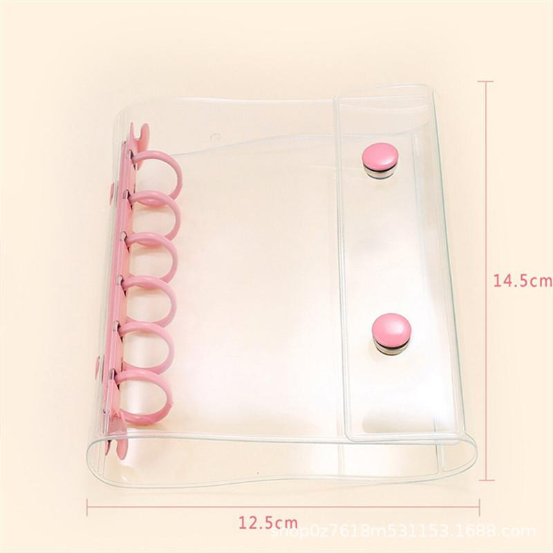 A7 Double Buckle Transparent PVC Photo Album with 6-Hole Loose-Leaf Design