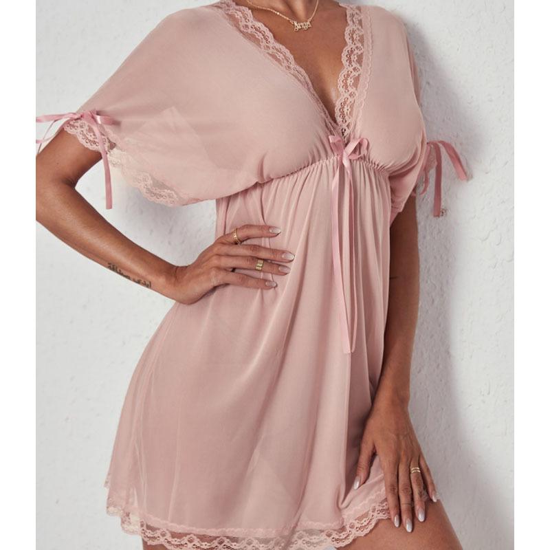 High End Sexy Lingerie Seductive Sexy Open Back Suspender With Slit Sleeping Dress Sexy Lace Set