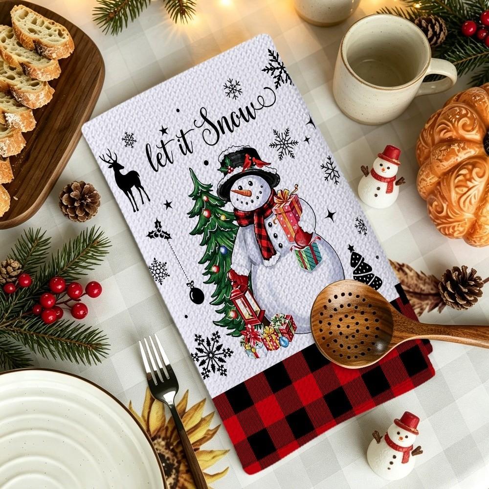 Santa Claus Xmas Hand Towels Reindeer Dish Towels Christmas Decorations Cleaning Cloth  Winter Home