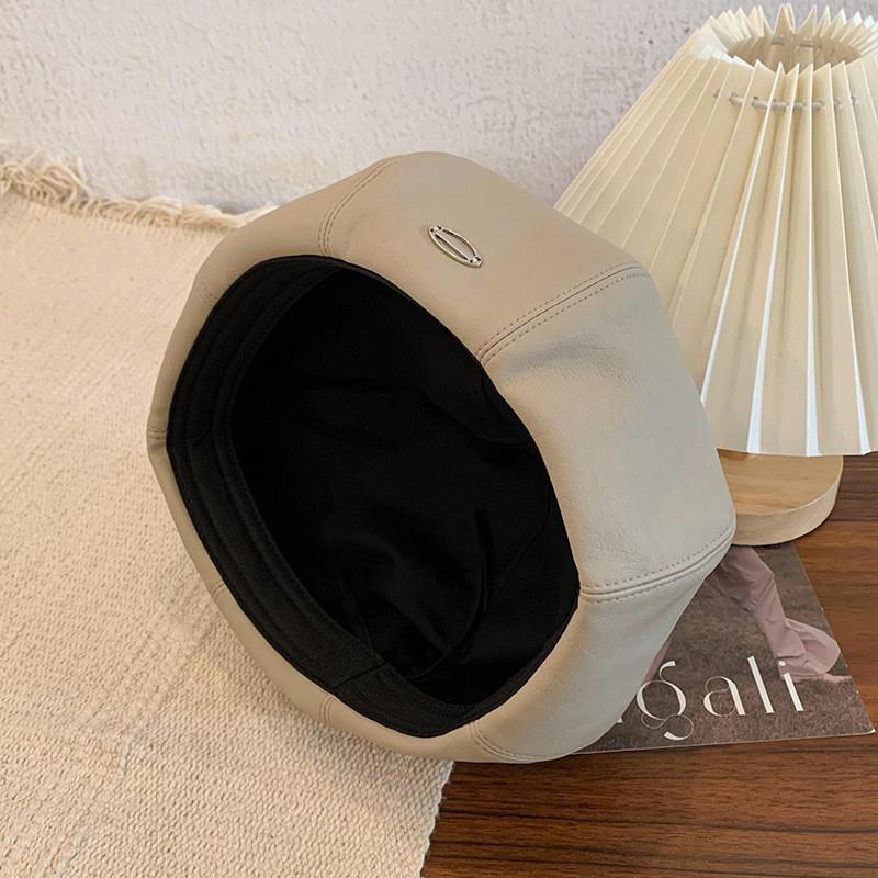 

Кожаный Шикарный Пу Берет Для Женщин В Модных Коричневом, Черном И Бежевом Цветах Идеально Подходит Для Любителей Моды Весной Осенью бежевый