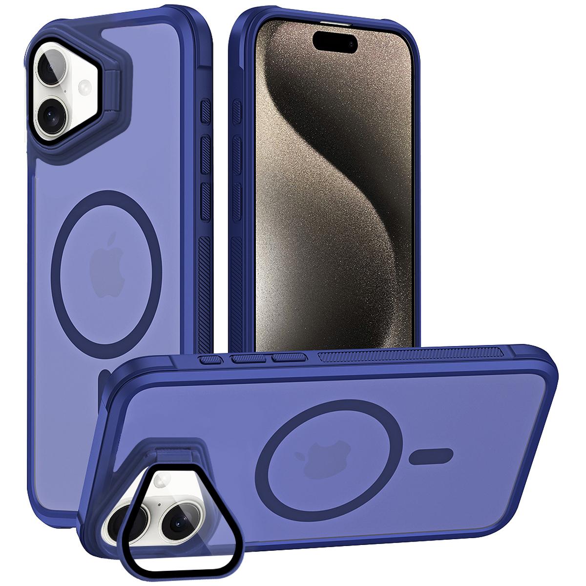 For iPhone 16 Plus Case Compatible with MagSafe Lens Cover Kickstand Matte Back Cover F