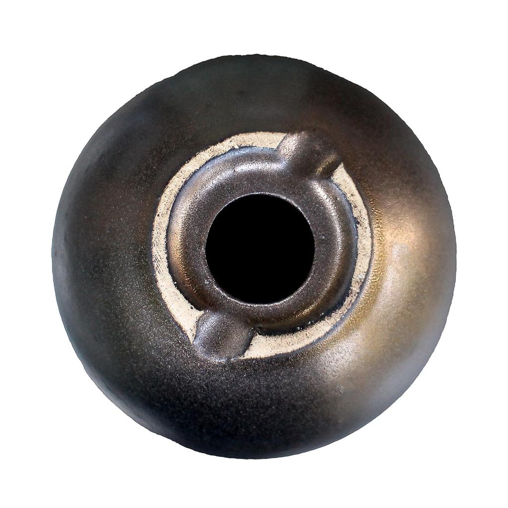 Umekichi Bonsai 4 Round Bonsai Matte Gold and Shigaraki Suitable for Tuberous Approximately Supplies, No. Pot, Black, Ware, Wildflowers, Houseplants,