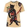 Summer T-shirt Men Cool Street Fashion Casual Men's Cat Print 3D Print T-shirt Street Casual Top